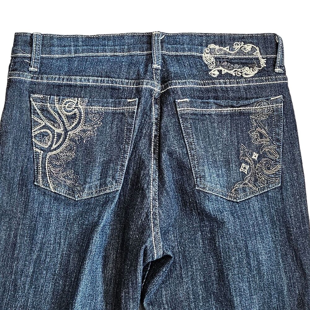 Zena Jeans Women's Dark Wash Jeans Size 10P Straight Leg Decorative Pockets
